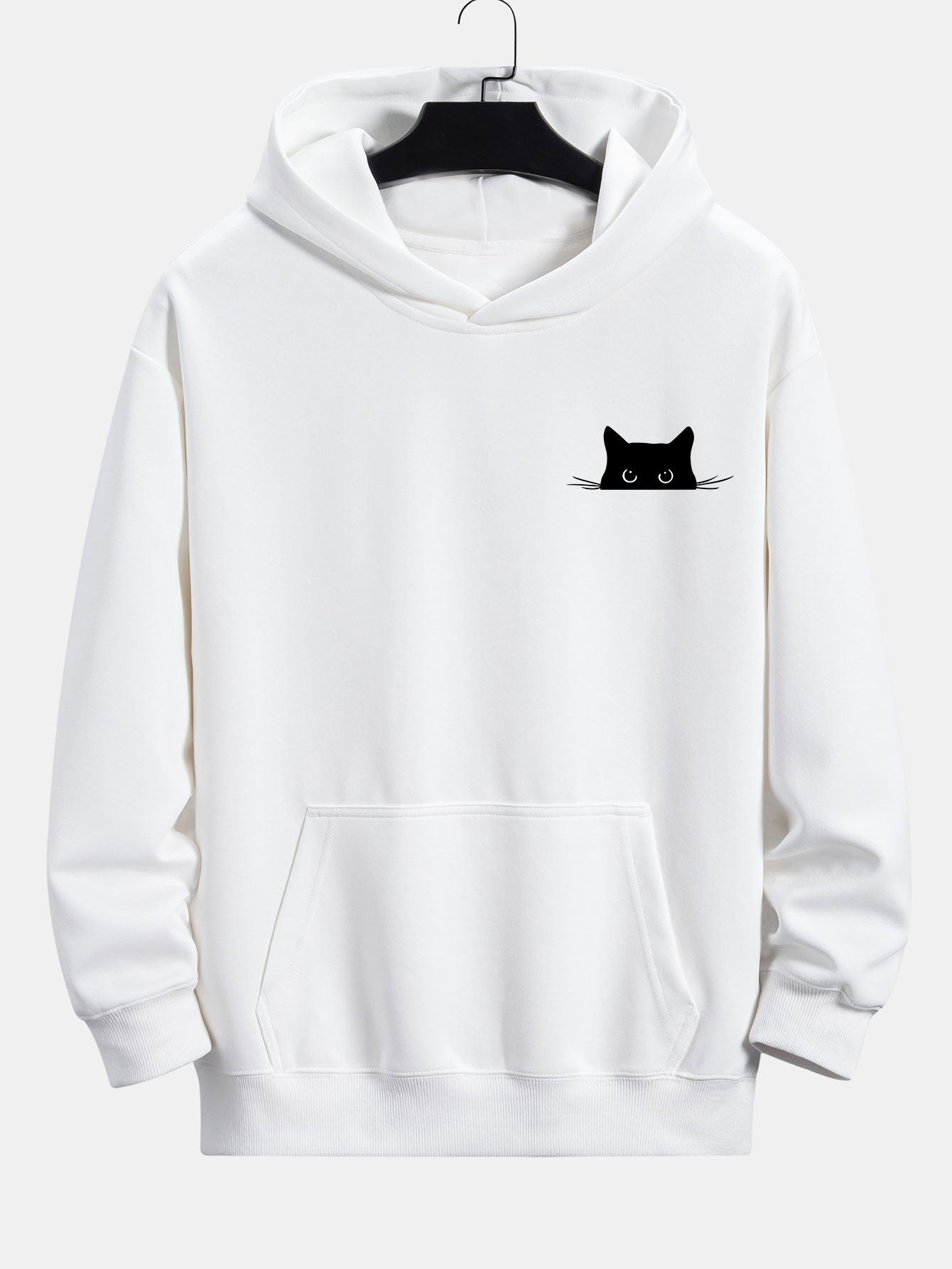 VARENO Schwarzer Kapuzenpullover mit Katzen-Passform