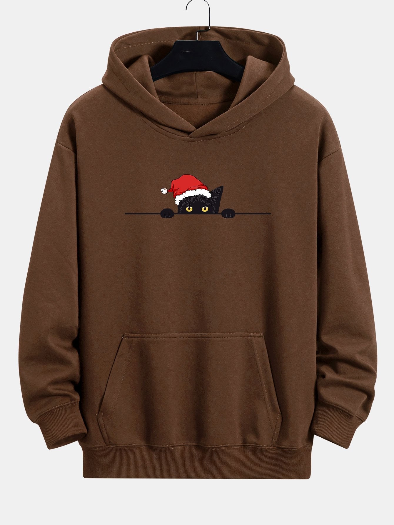 VARENO Weihnachts-Kapuzenpullover mit schwarzer Katze