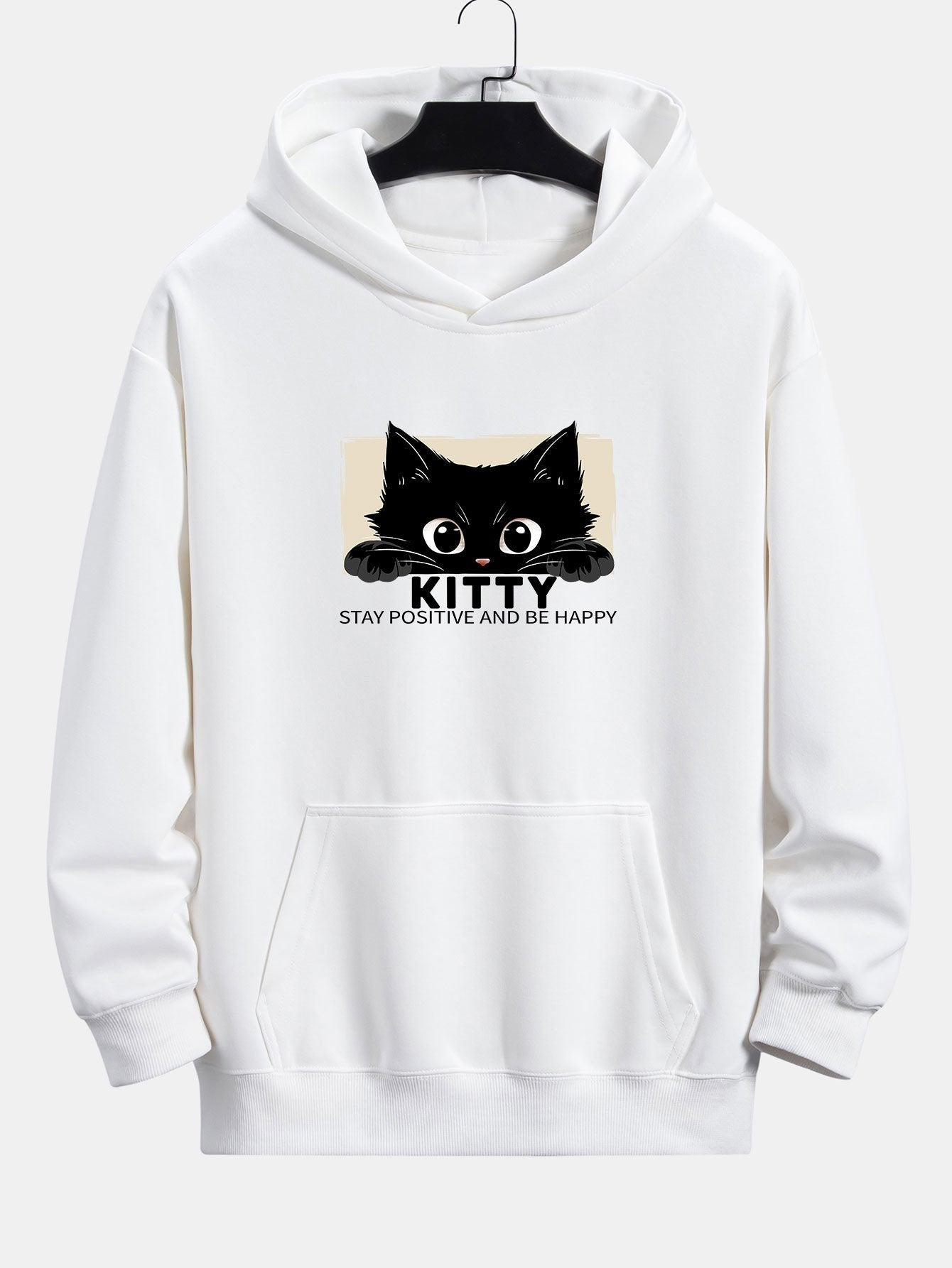 VARENO Kapuzenpullover mit schwarzem Katzen-Print