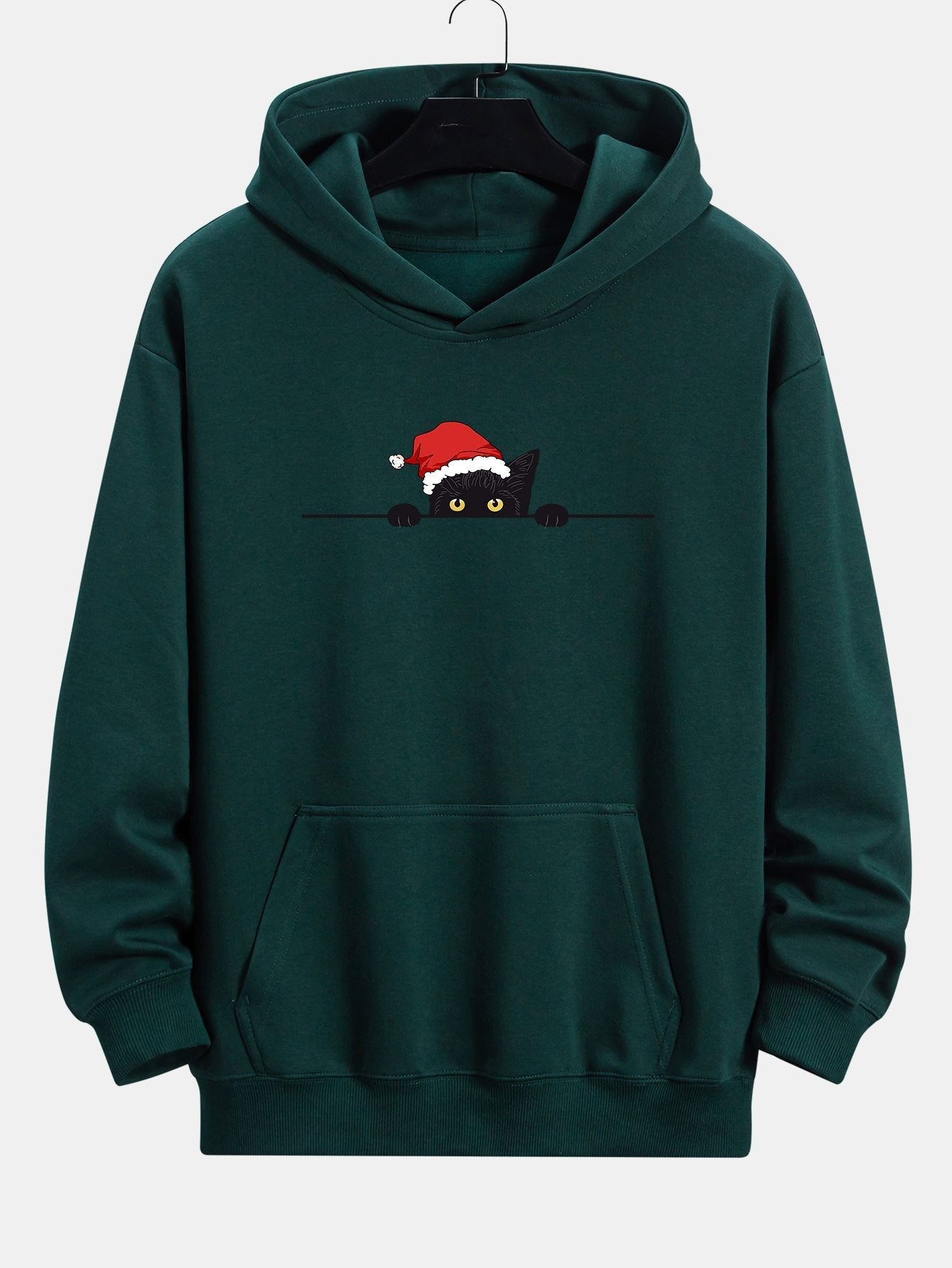 VARENO Weihnachts-Kapuzenpullover mit schwarzer Katze