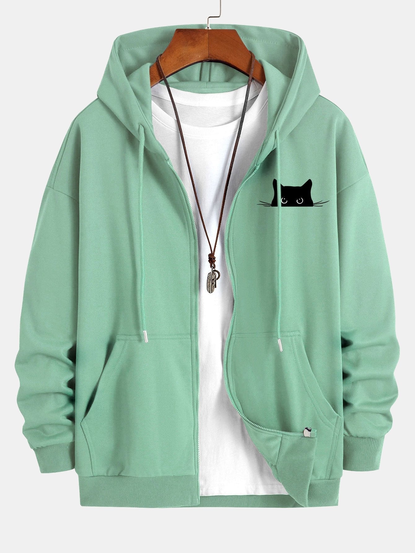 VARENO Kapuzenpullover mit schwarzer Katze