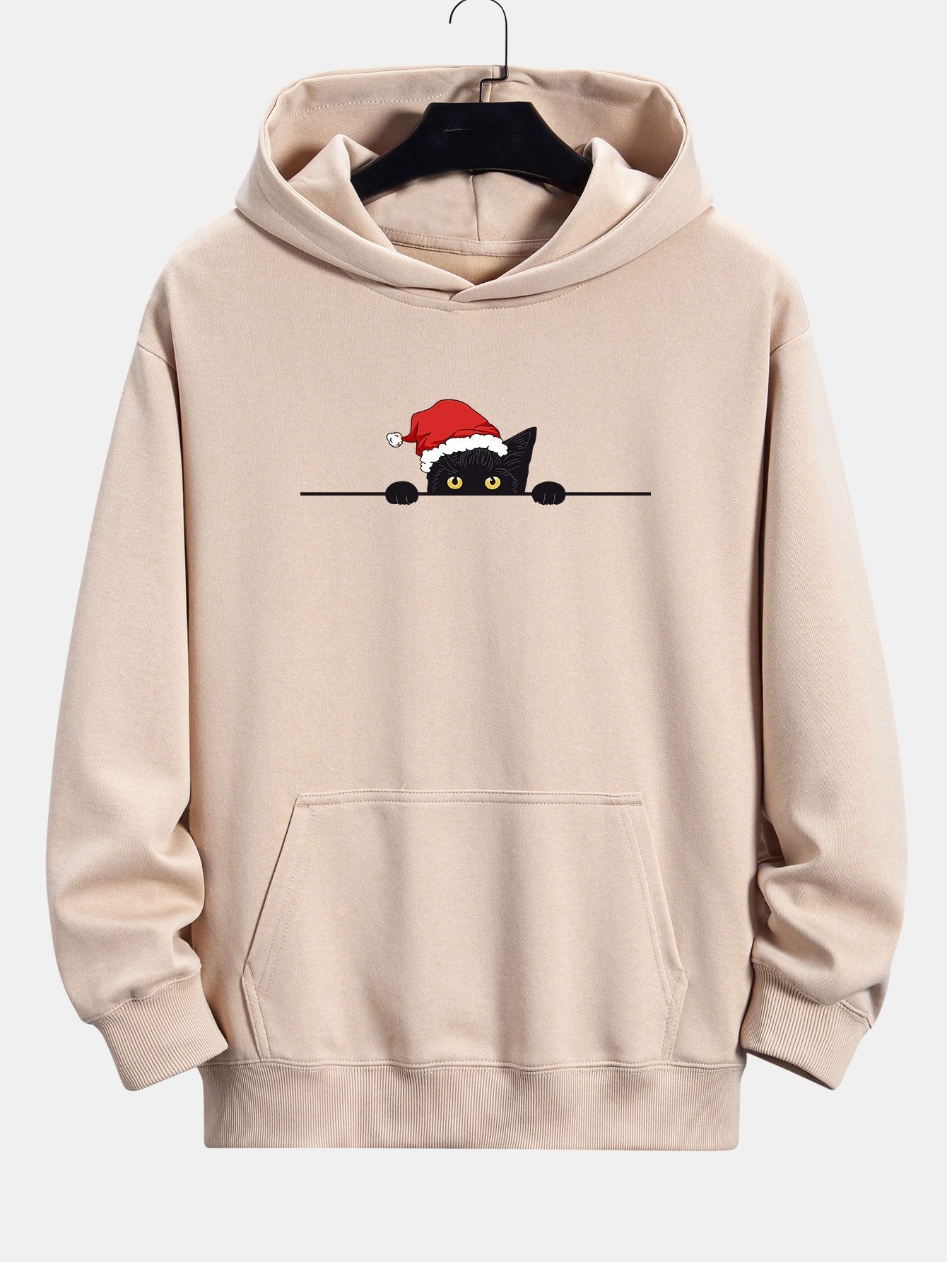 VARENO Weihnachts-Kapuzenpullover mit schwarzer Katze