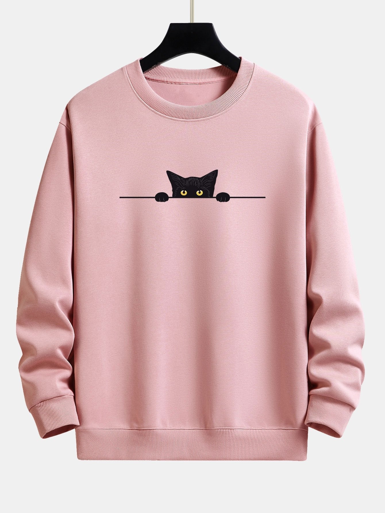 VARENO Schwarzes Sweatshirt mit Katzenmuster