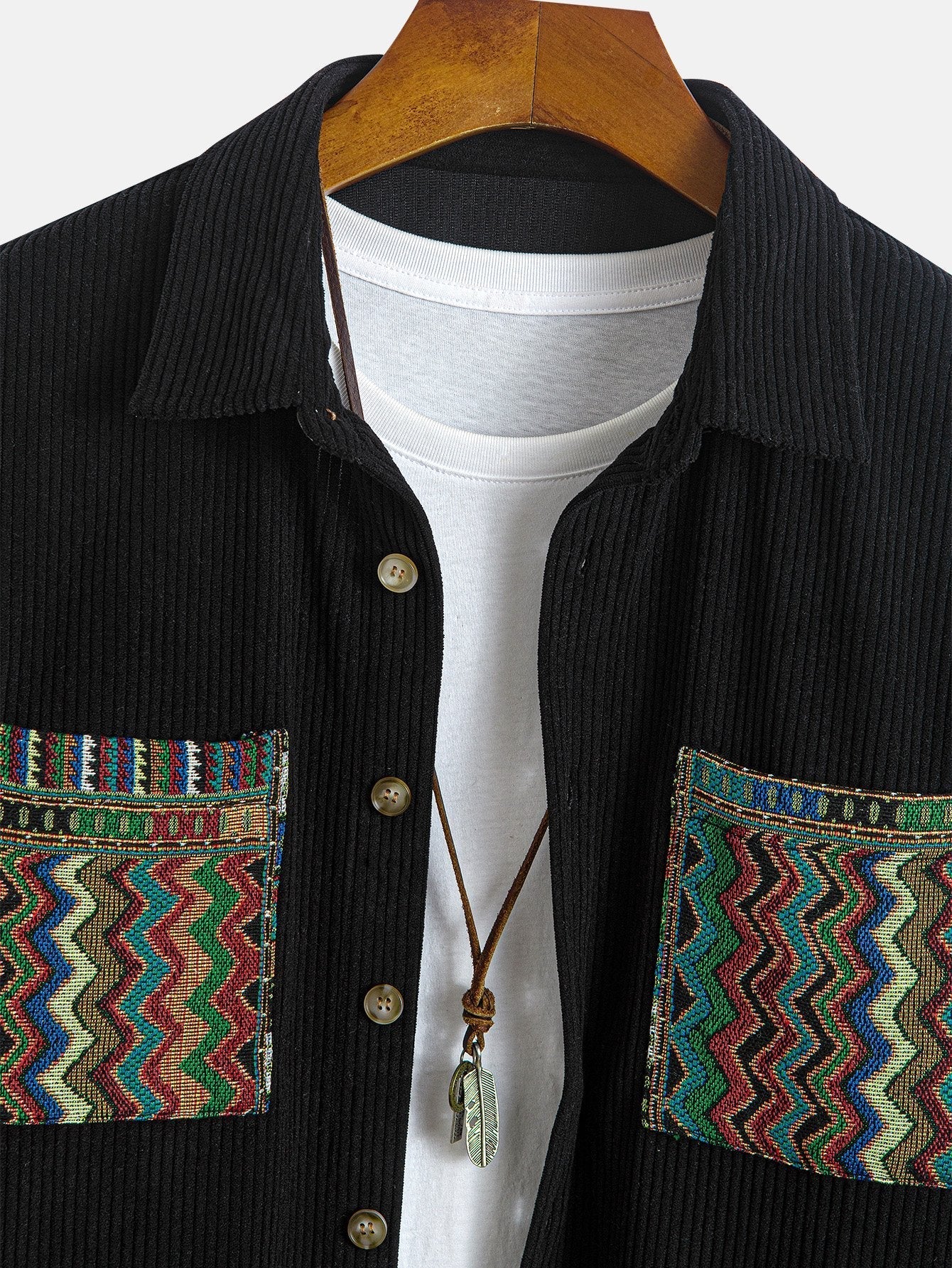 VARENO Hemdjacke mit ethnischem geometrischem Muster