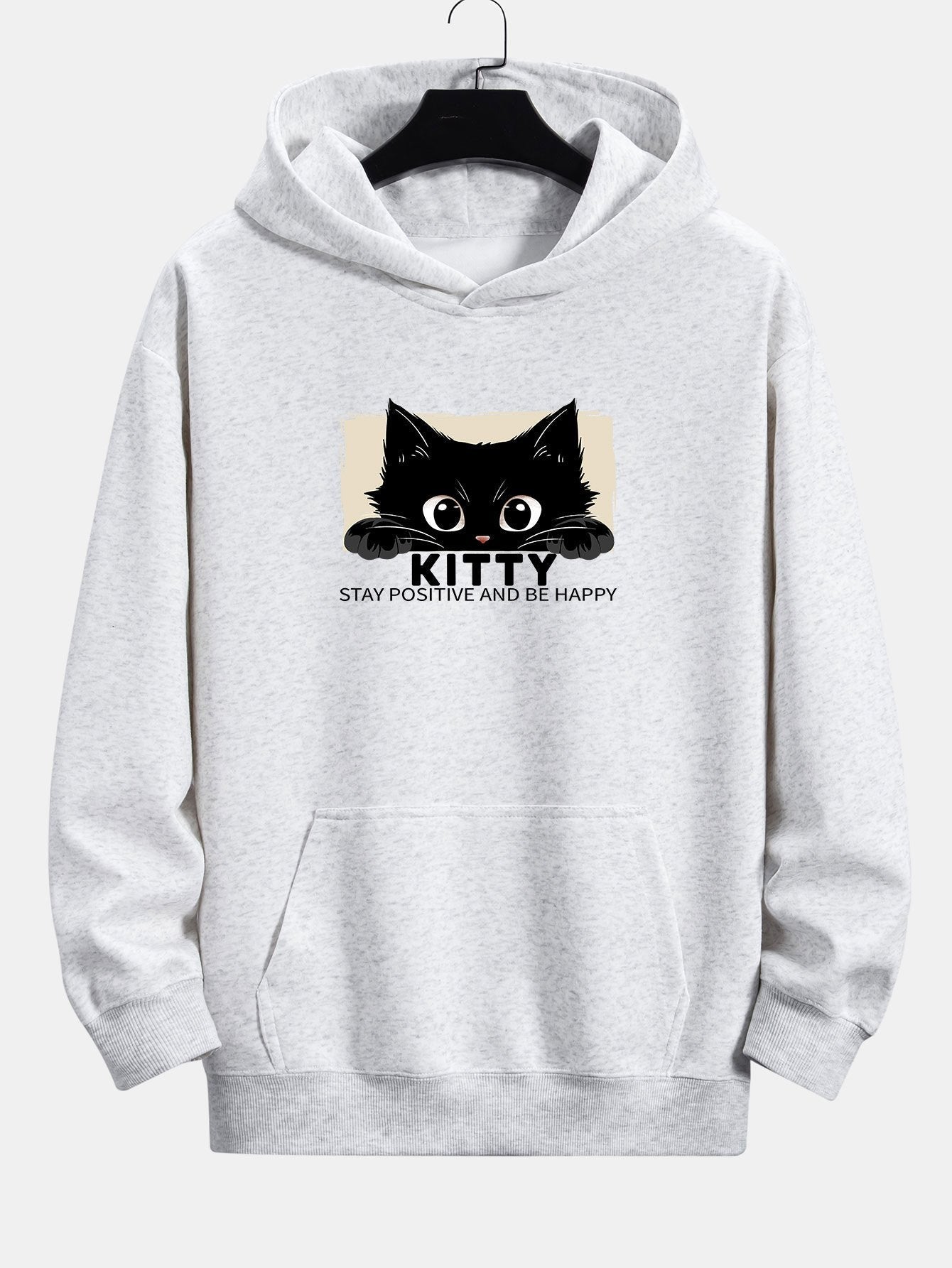 VARENO Kapuzenpullover mit schwarzem Katzen-Print