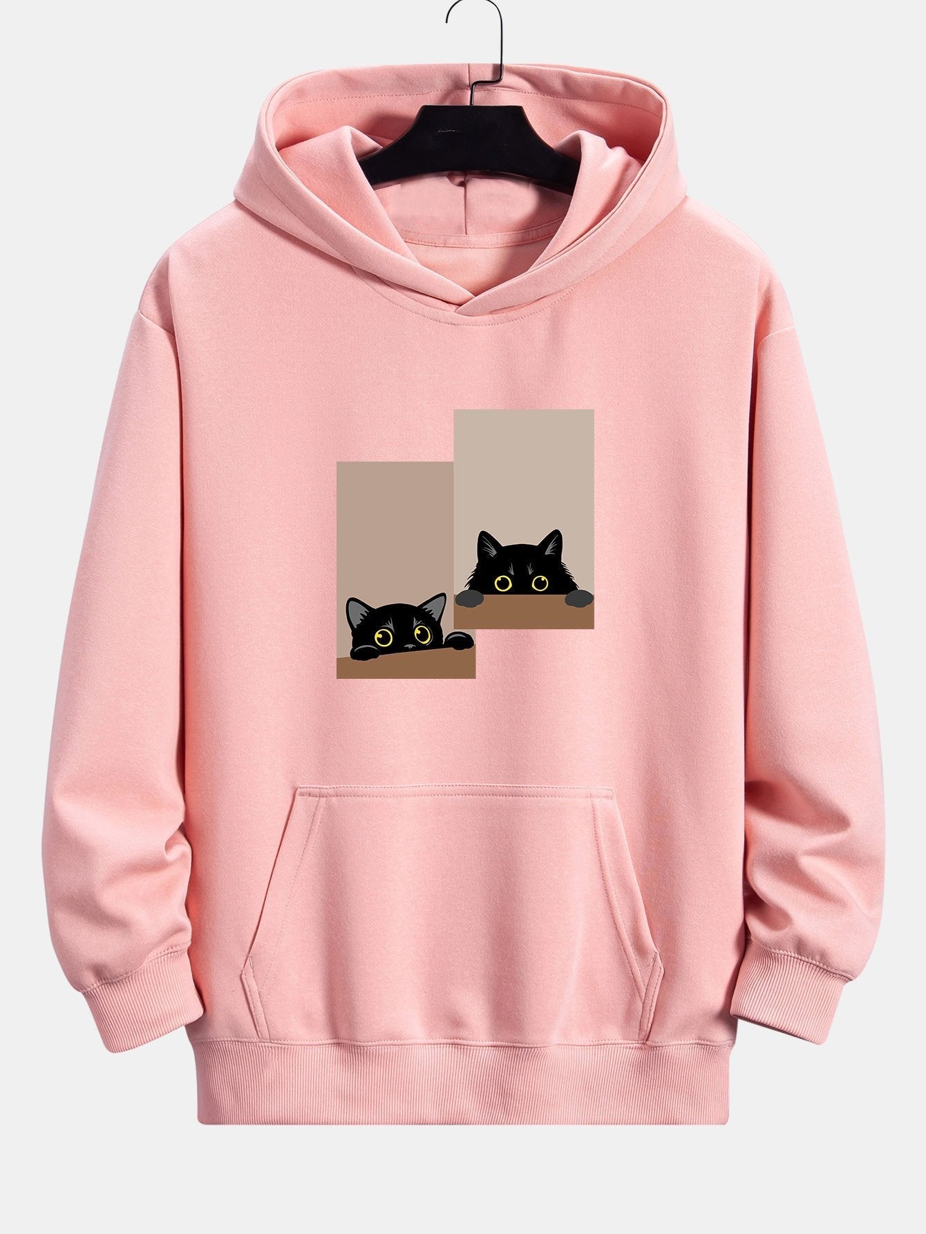 VARENO Kapuzenpullover mit schwarzem Katzen-Starren