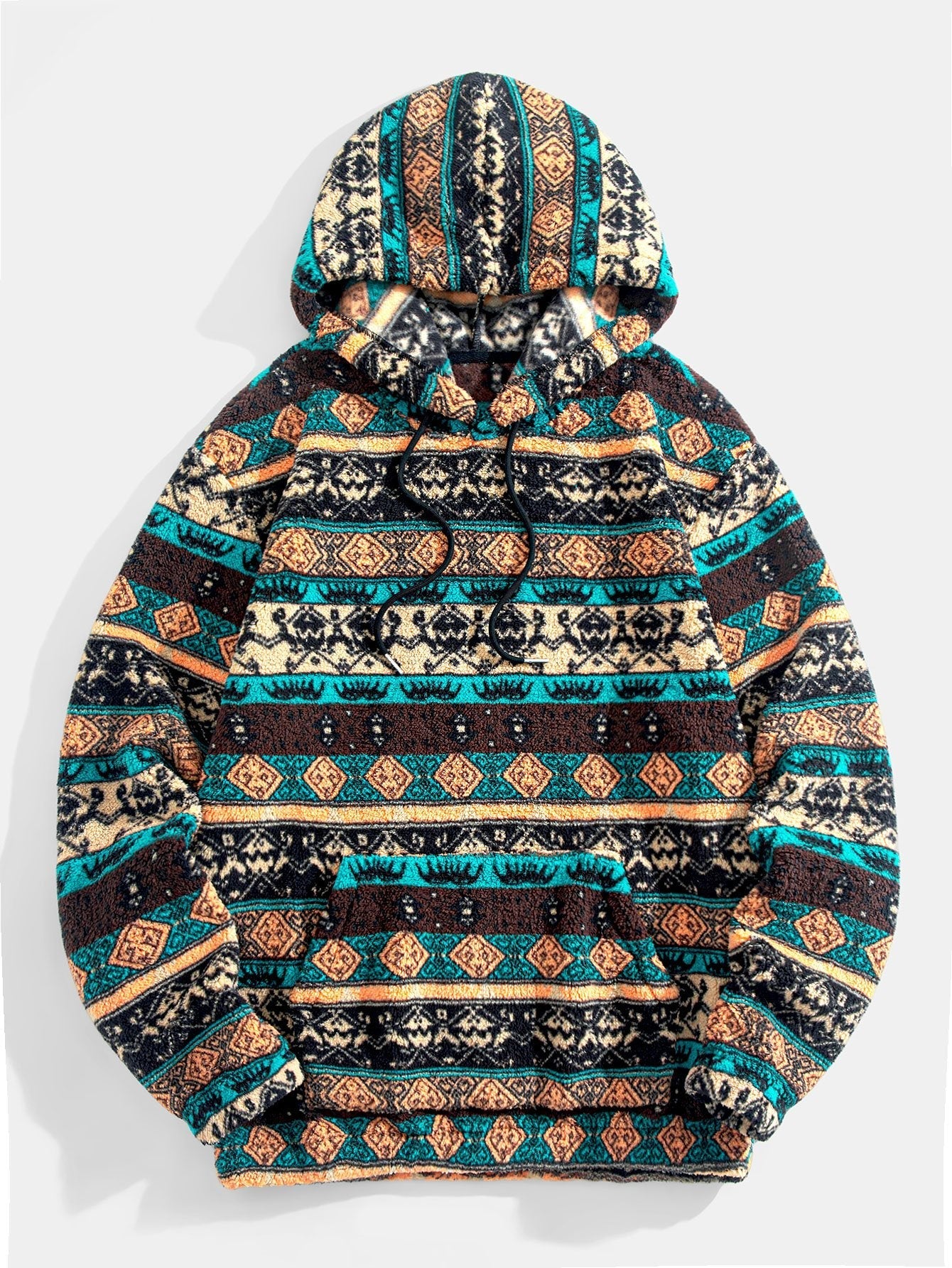 VARENO Teddy-Hoodie mit ethnischem geometrischem Muster
