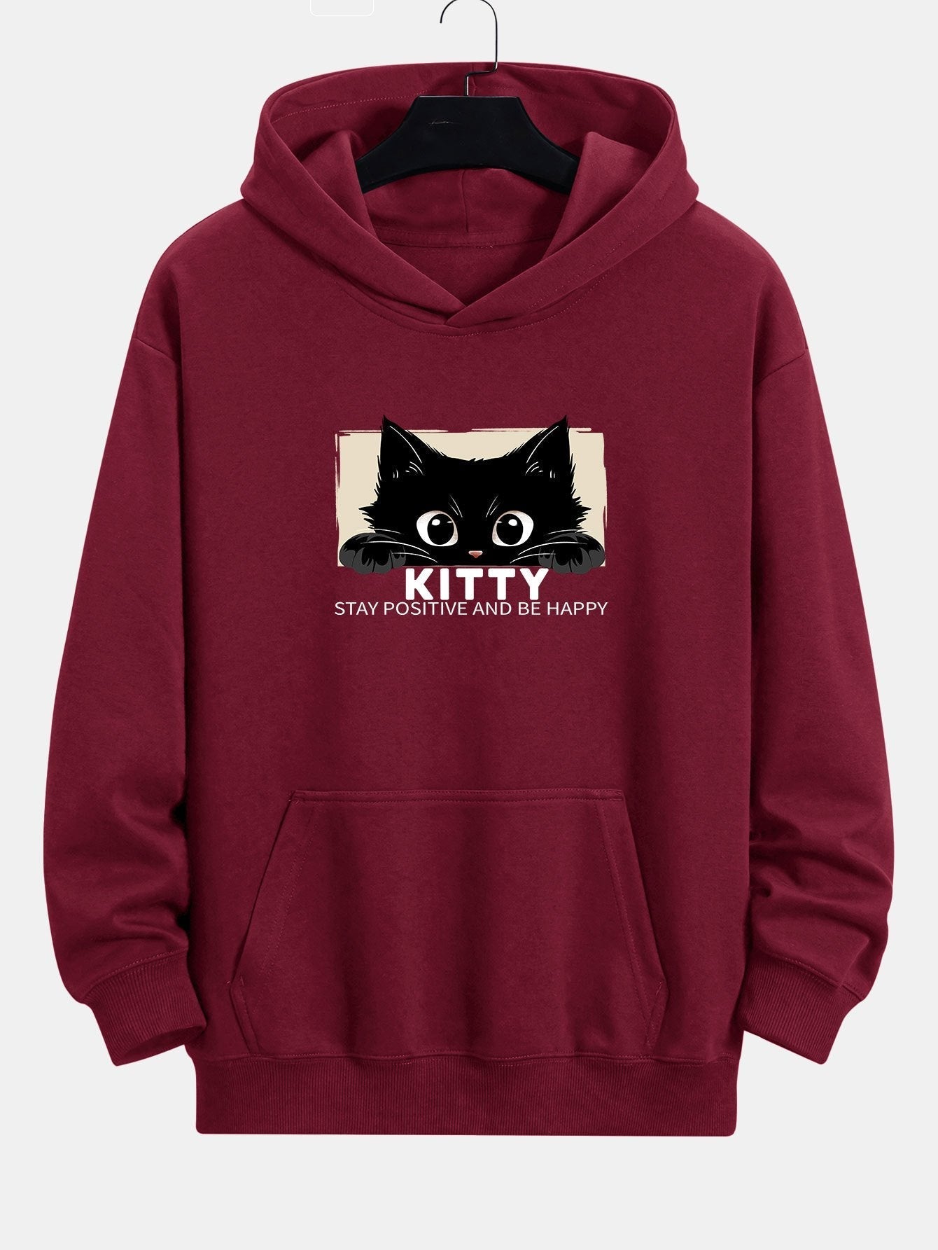 VARENO Kapuzenpullover mit schwarzem Katzen-Print