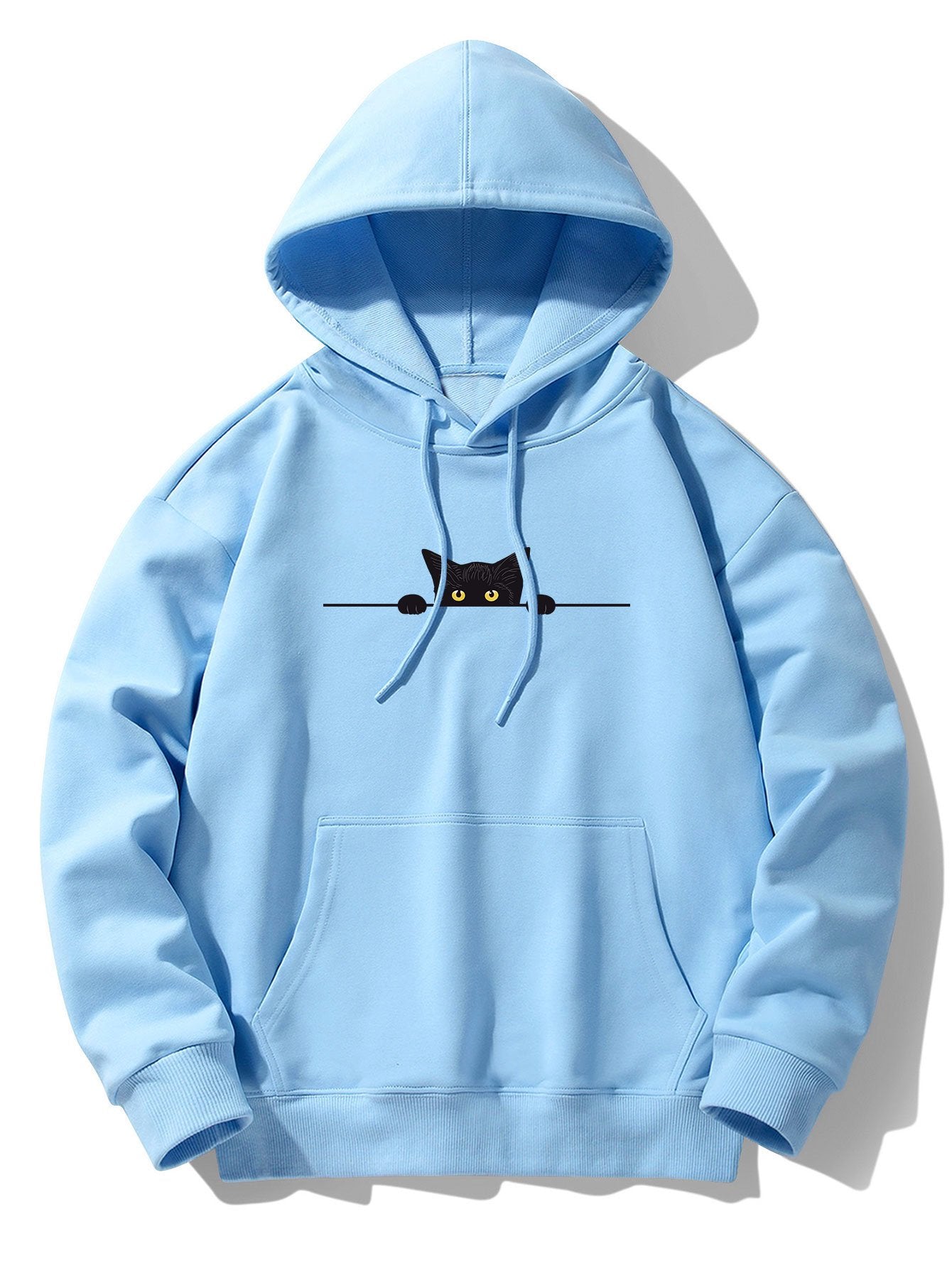 VARENO Kapuzenpullover mit Katzenmotiv, Schwarz