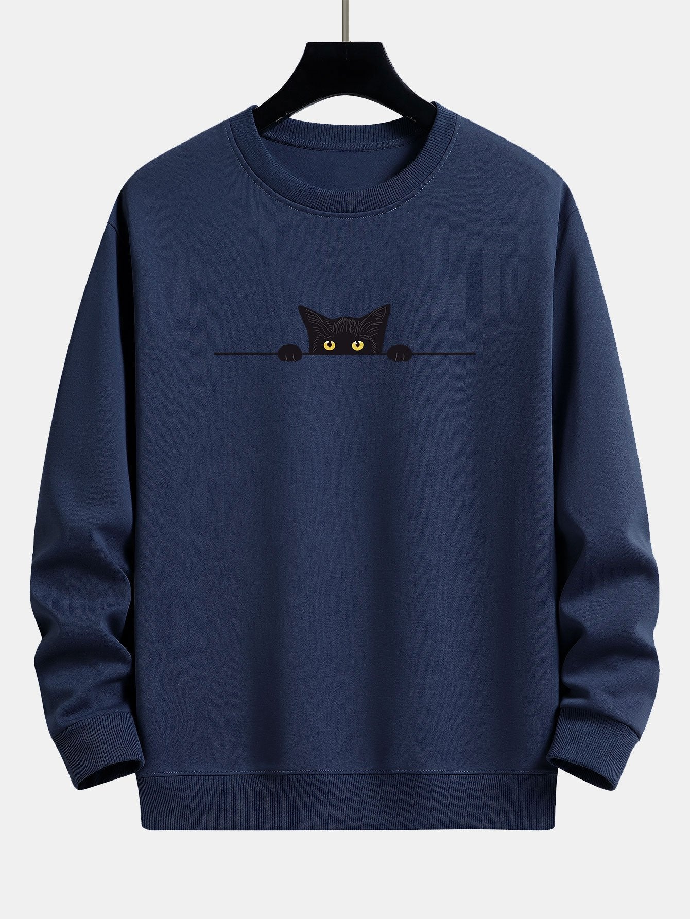 VARENO Schwarzes Sweatshirt mit Katzenmuster