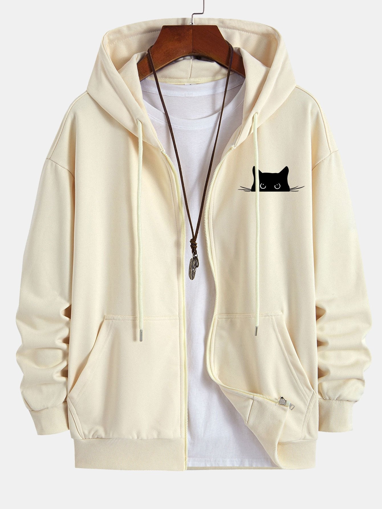 VARENO Kapuzenpullover mit schwarzer Katze