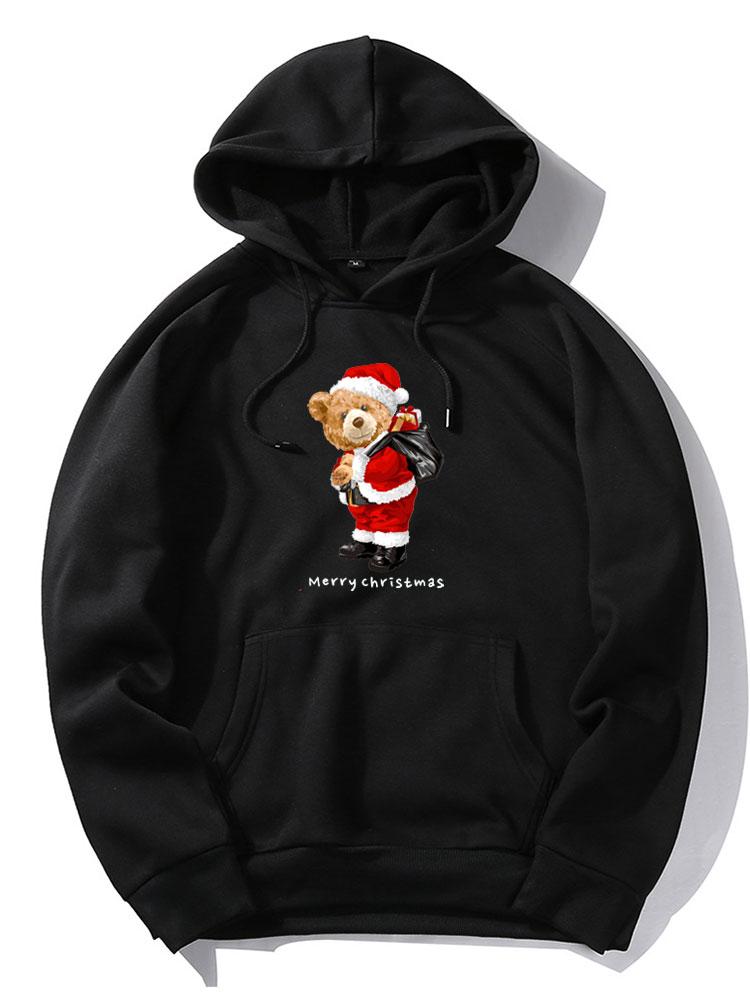 VARENO Kapuzenpullover mit Weihnachtsbär-Print