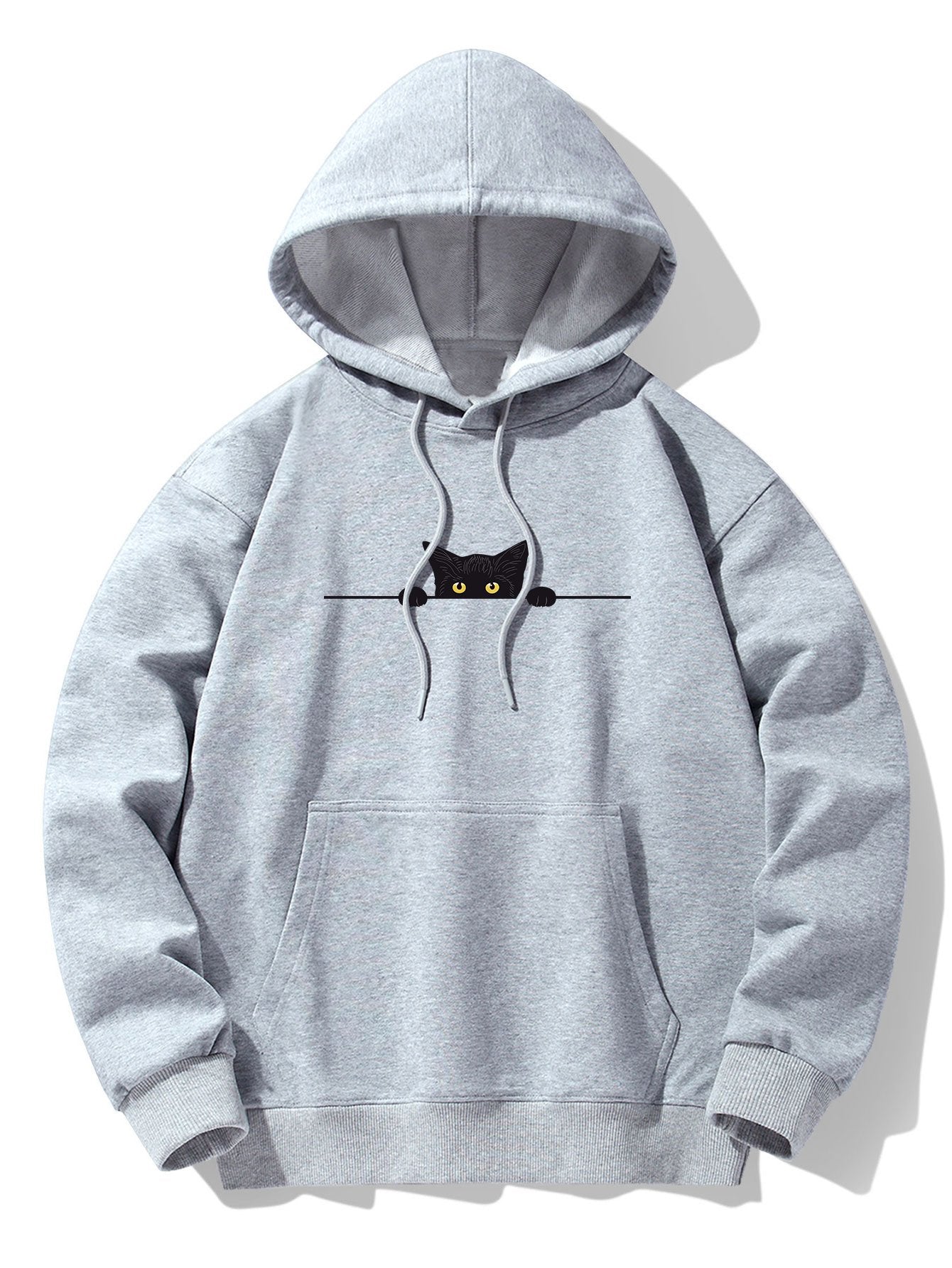 VARENO Kapuzenpullover mit Katzenmotiv, Schwarz