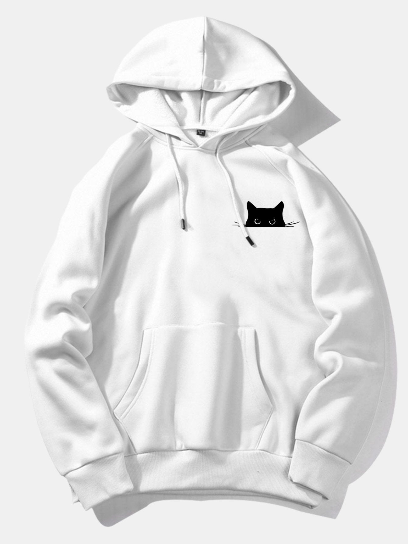 VARENO Kapuzenpullover mit schwarzem Katzen-Print