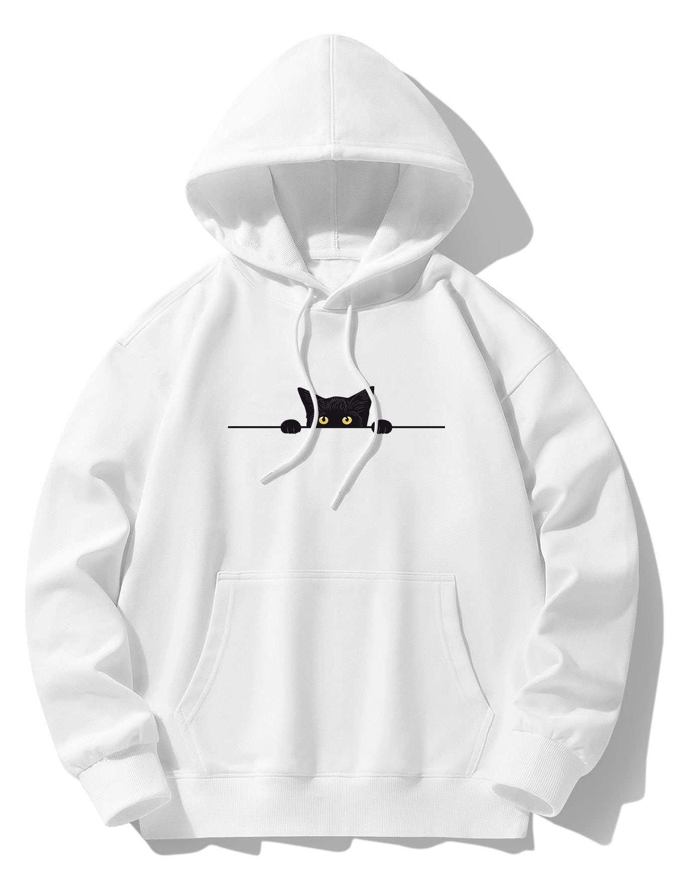 VARENO Kapuzenpullover mit Katzenmotiv, Schwarz