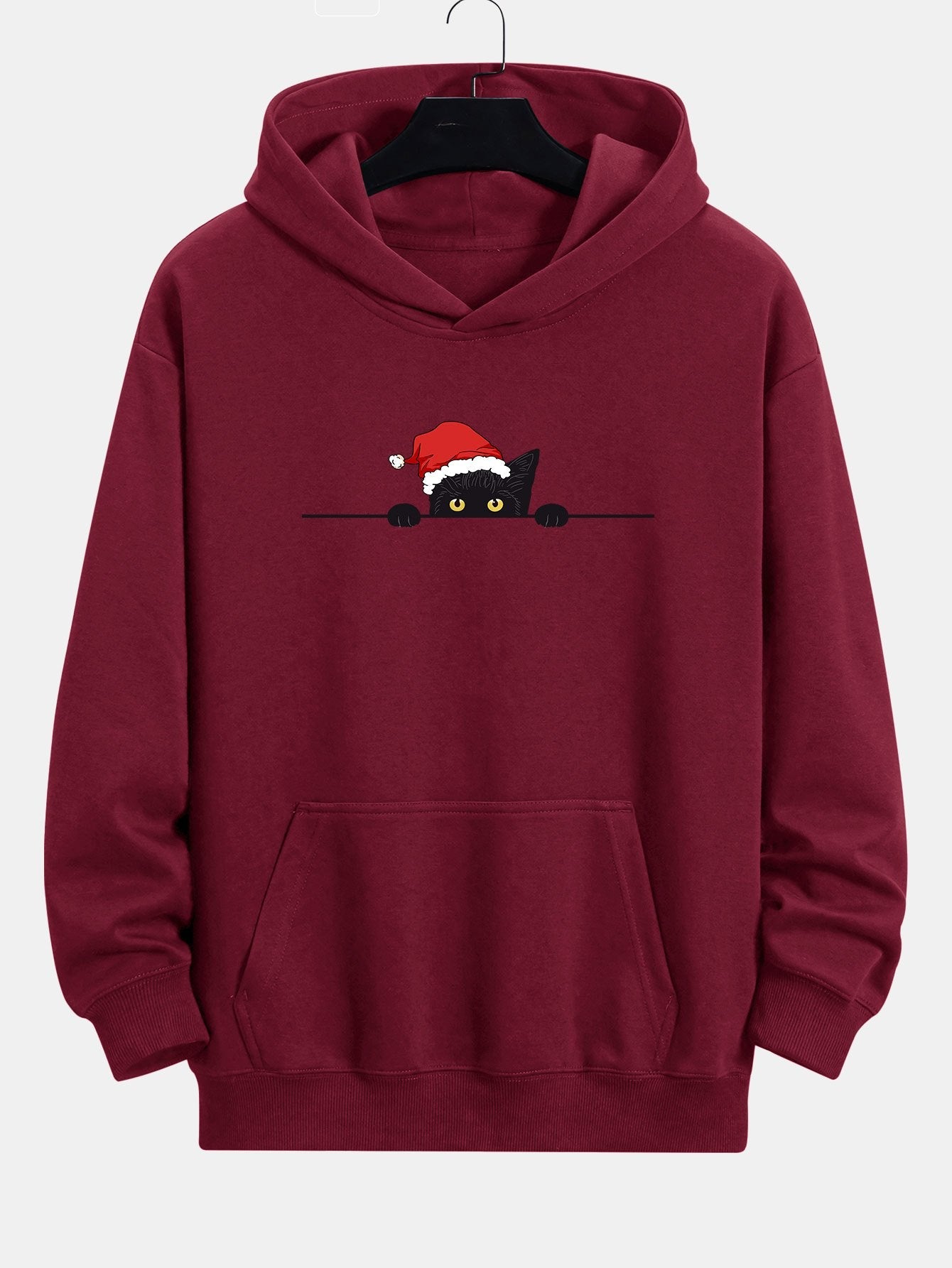 VARENO Weihnachts-Kapuzenpullover mit schwarzer Katze