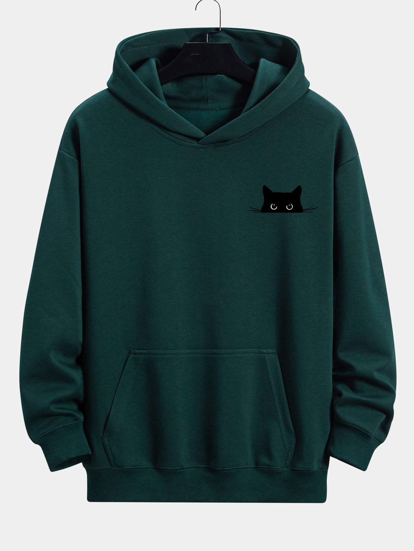 VARENO Schwarzer Kapuzenpullover mit Katzen-Passform