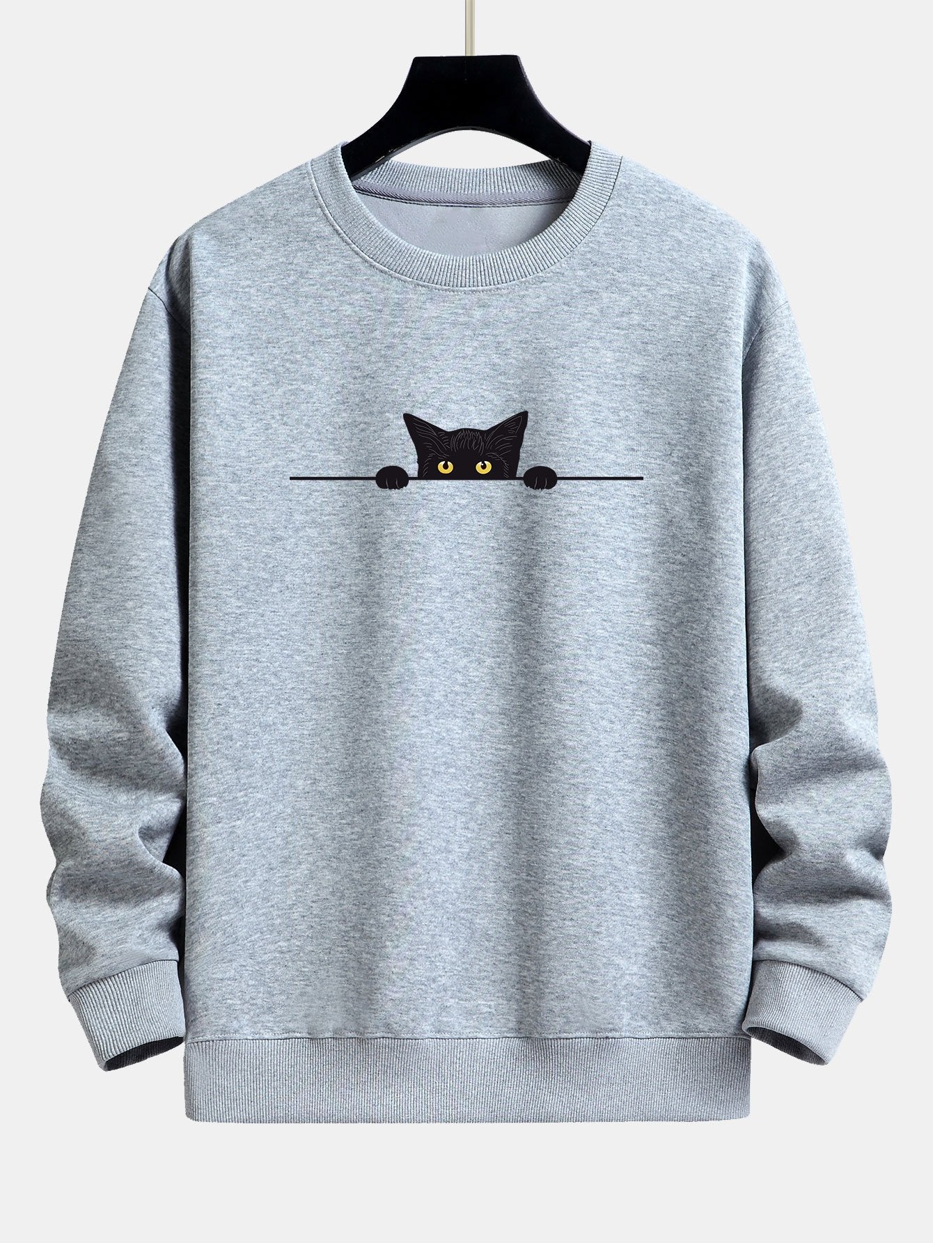 VARENO Schwarzes Sweatshirt mit Katzenmuster