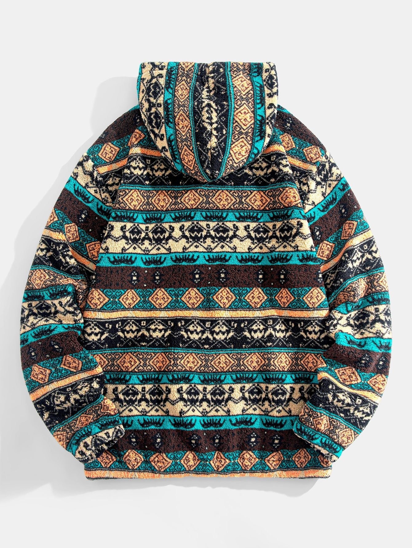 VARENO Teddy-Hoodie mit ethnischem geometrischem Muster