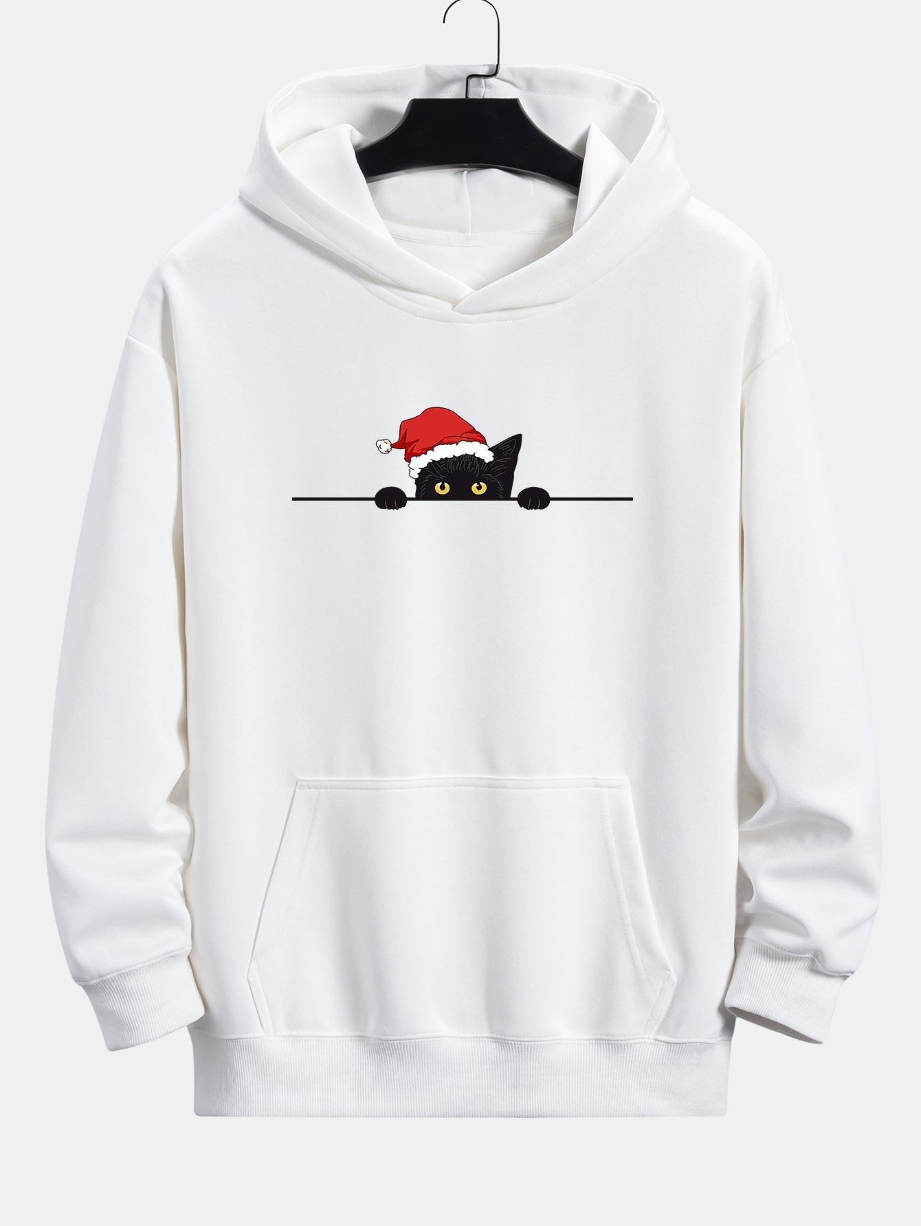 VARENO Weihnachts-Kapuzenpullover mit schwarzer Katze