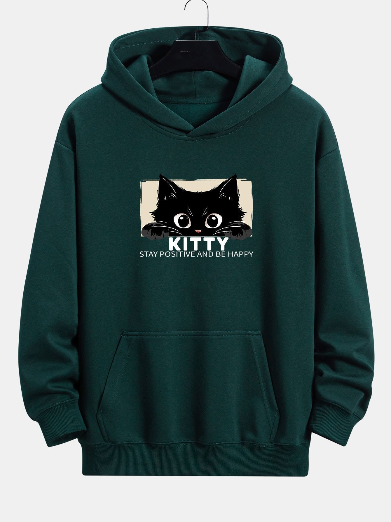VARENO Kapuzenpullover mit schwarzem Katzen-Print