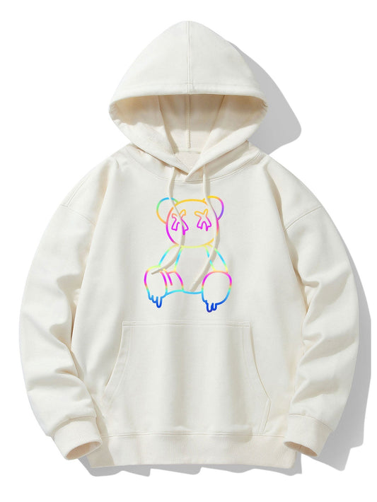 VARENO Hoodie mit Farbverlauf und Bärenmotiv
