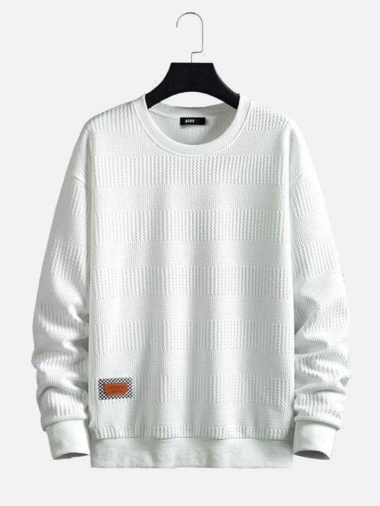 Lässiges, langärmliges, einfarbiges Strick-Sweatshirt mit Rundhalsausschnitt