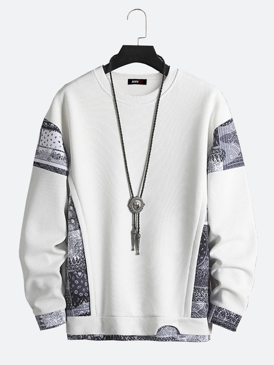 Zweiteiliger Pullover mit Rundhalsausschnitt und Paisley-Print
