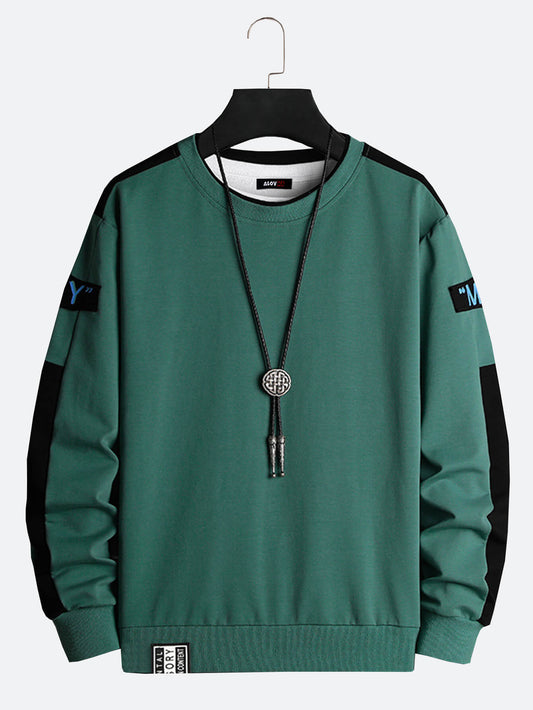 Herren Sweatshirt Rundhalsausschnitt Solides Muster Lebendiges Streetwear Sweatshirt Langarm