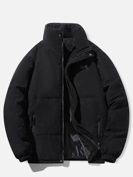 Winter Verdickt Schwarz Cord Puffer Gepolsterte