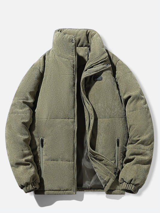 Winter Verdickt Grün Cord Puffer Gepolsterte