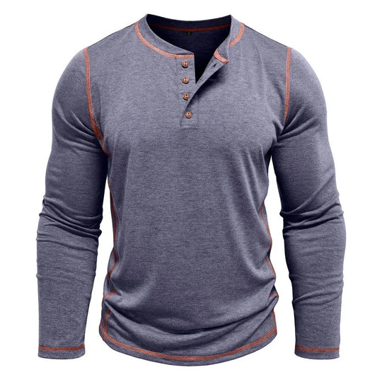 VARENO Langarm-T-Shirt mit Henley-Ausschnitt
