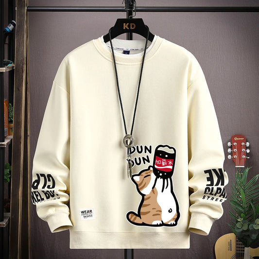 VARENO Oversize-Sweatshirt mit Katzenmuster