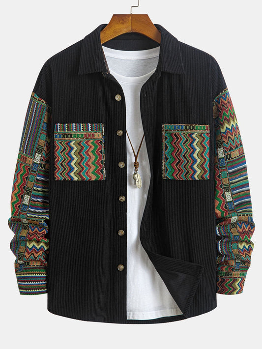VARENO Hemdjacke mit ethnischem geometrischem Muster