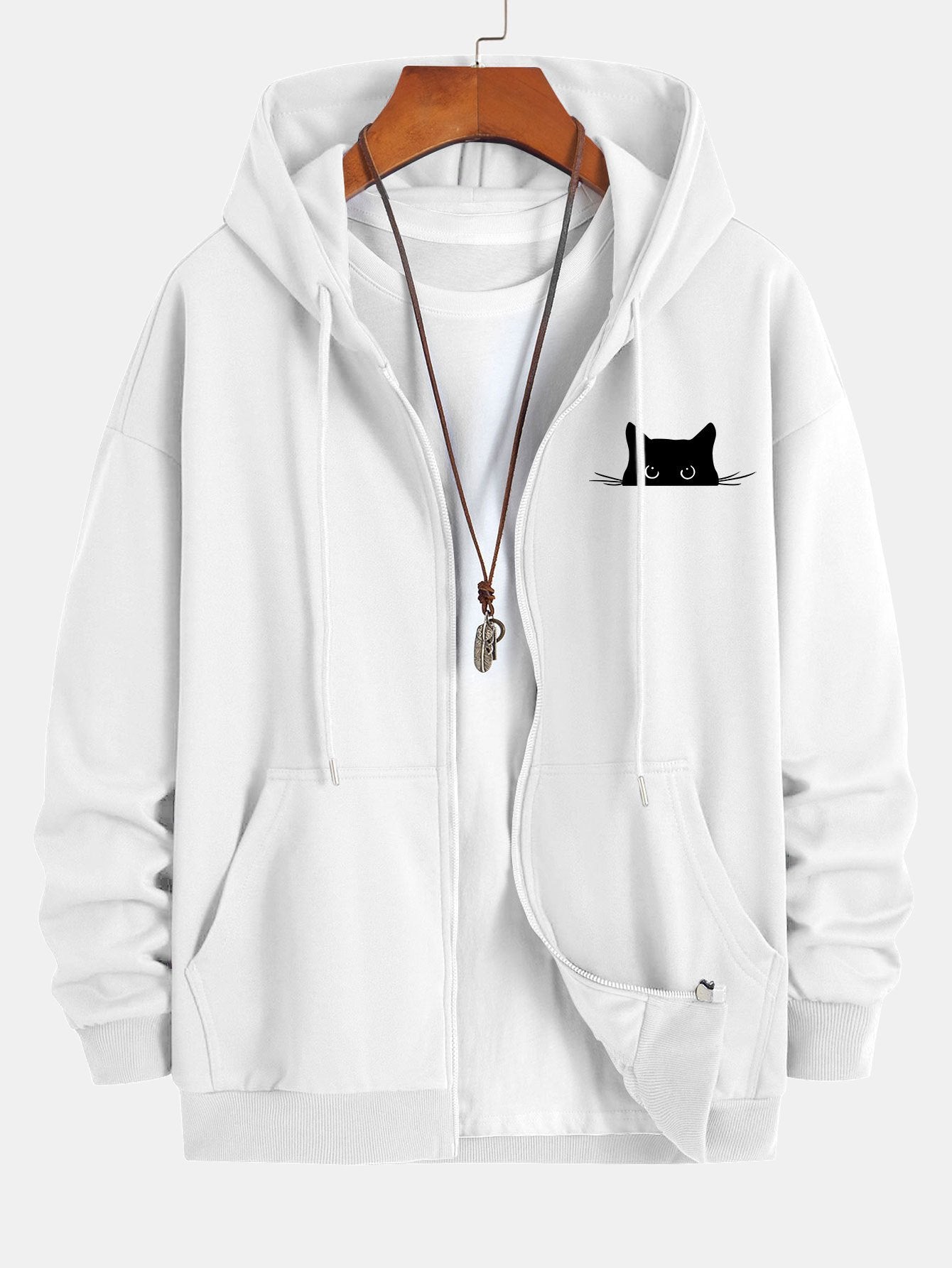VARENO Kapuzenpullover mit schwarzer Katze