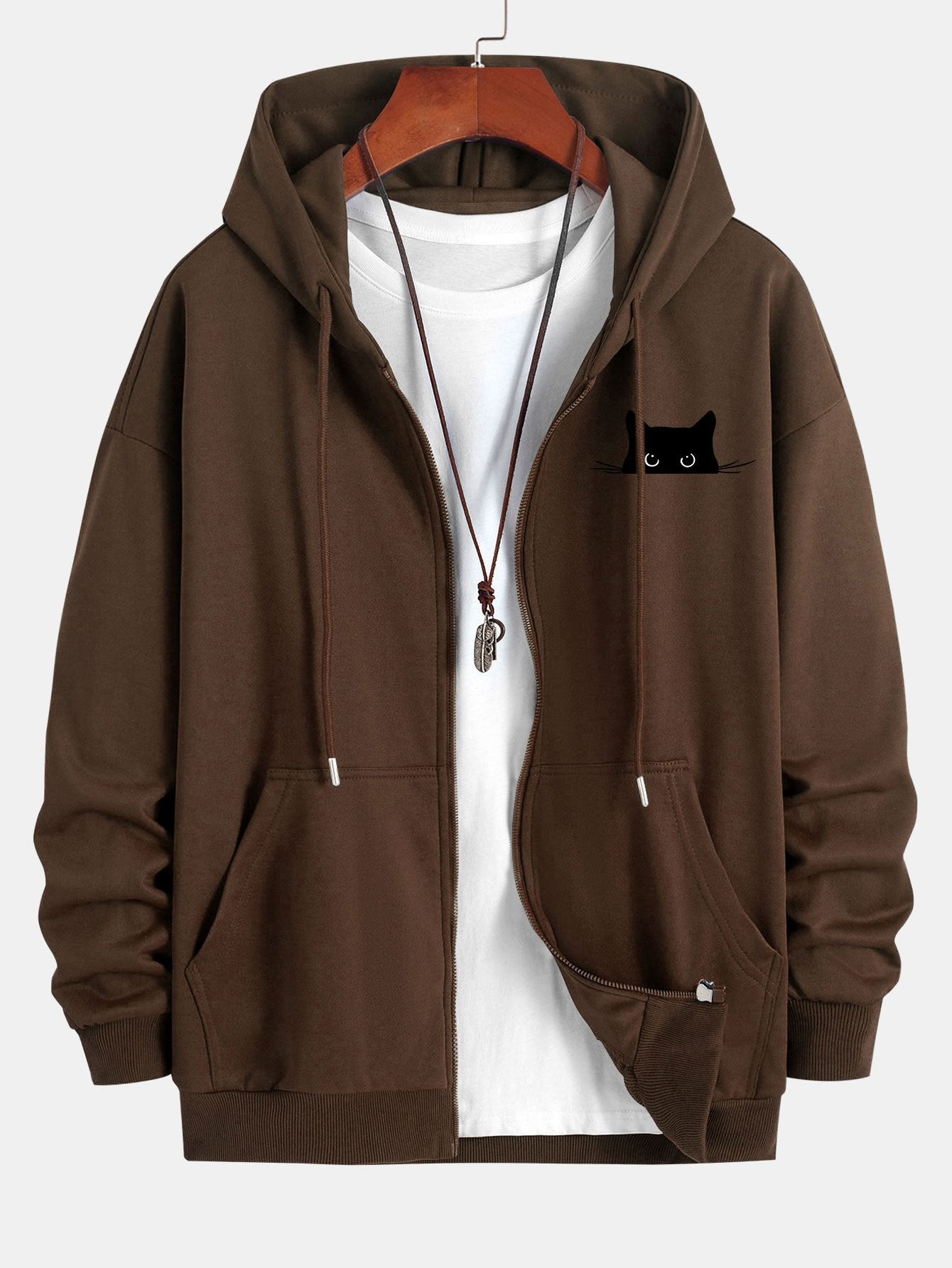 VARENO Kapuzenpullover mit schwarzer Katze