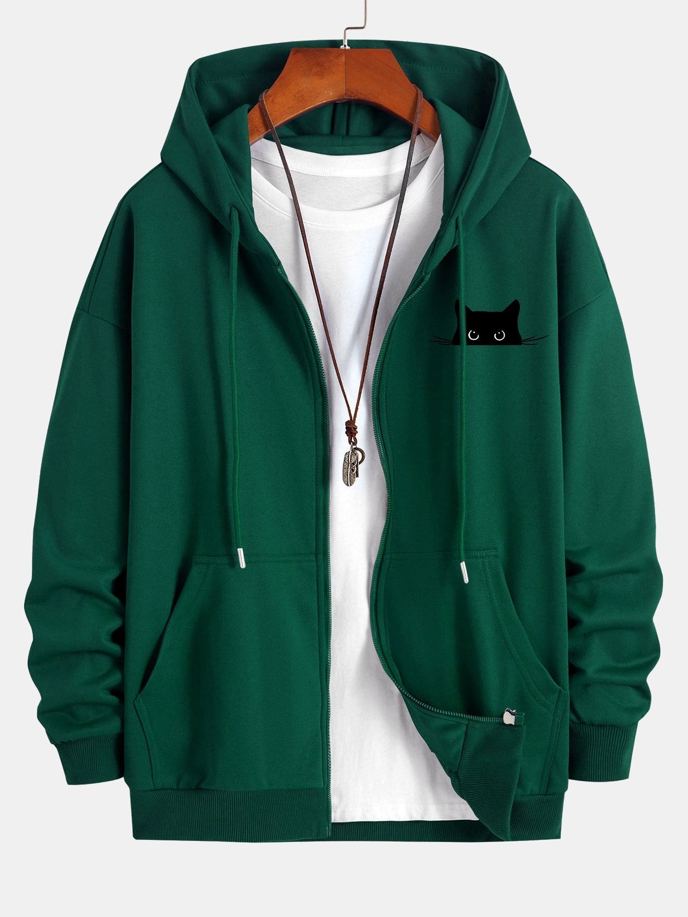 VARENO Kapuzenpullover mit schwarzer Katze