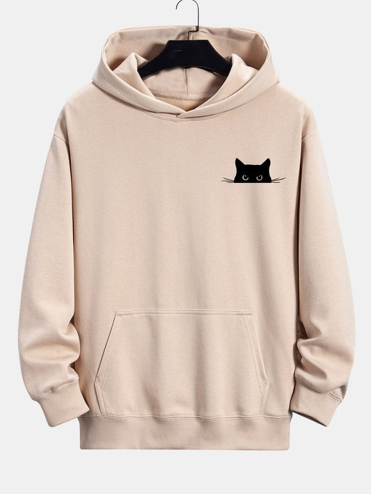 VARENO Schwarzer Kapuzenpullover mit Katzen-Passform