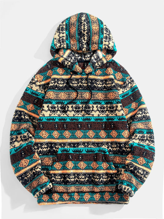 VARENO Teddy-Hoodie mit ethnischem geometrischem Muster