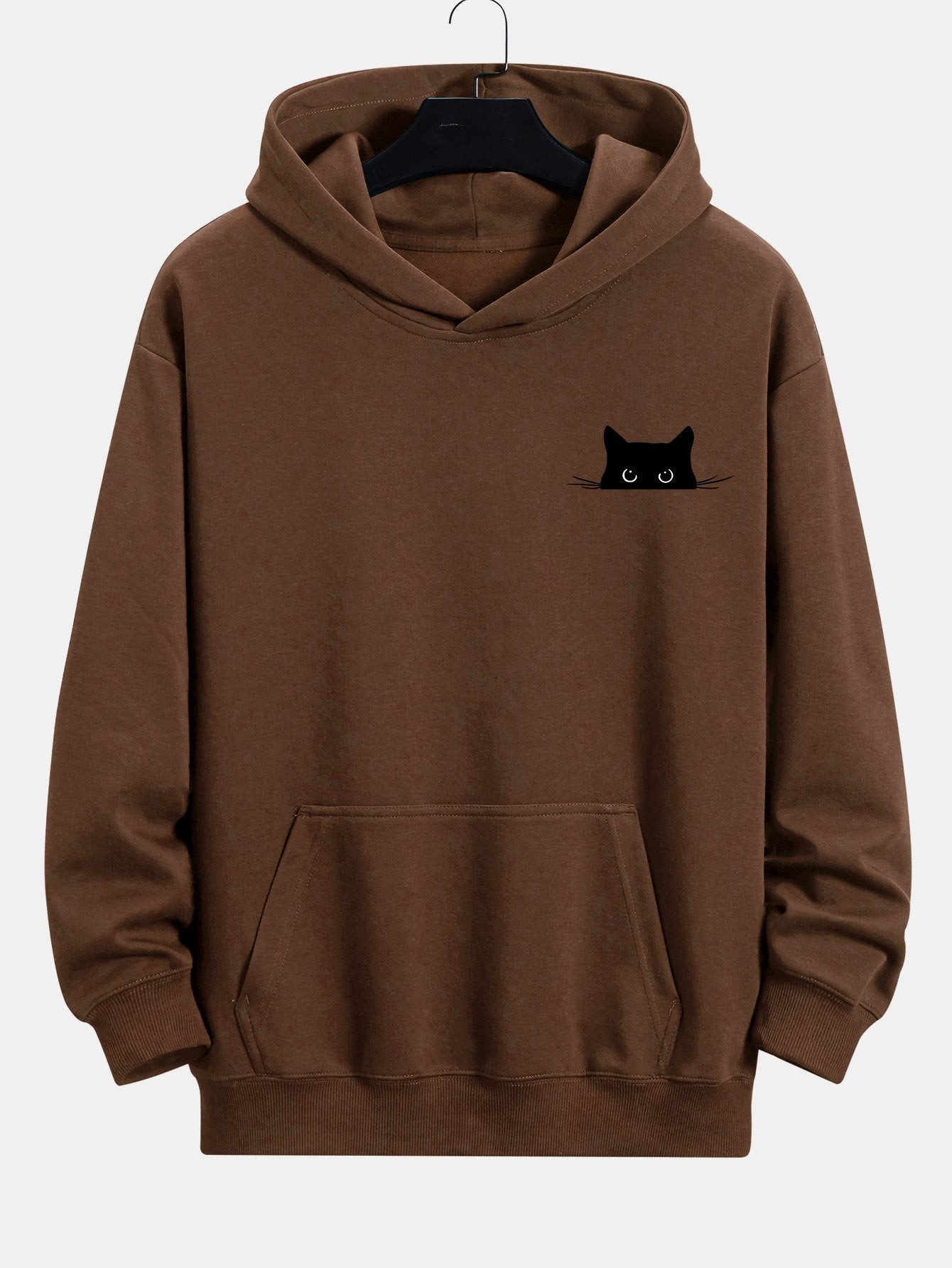 VARENO Schwarzer Kapuzenpullover mit Katzen-Passform