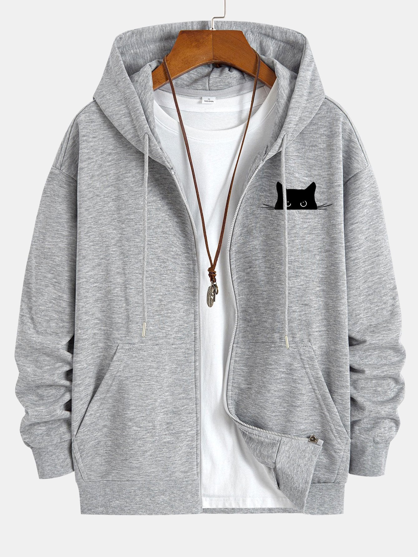 VARENO Kapuzenpullover mit schwarzer Katze