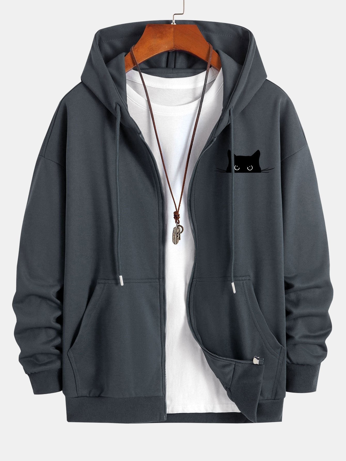 VARENO Kapuzenpullover mit schwarzer Katze