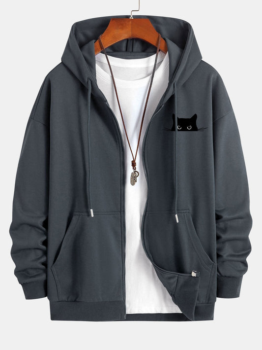 VARENO Kapuzenpullover mit schwarzer Katze