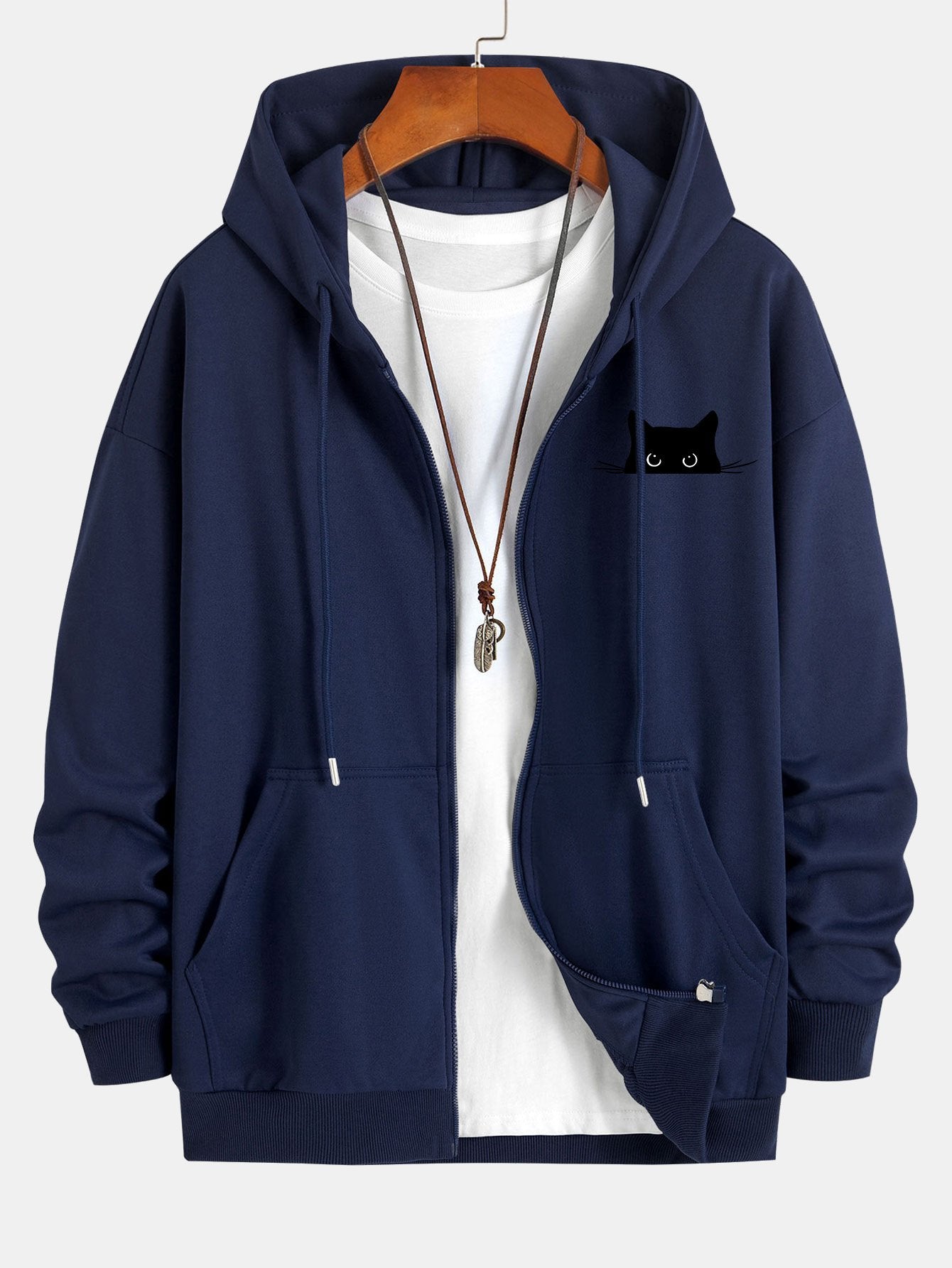 VARENO Kapuzenpullover mit schwarzer Katze