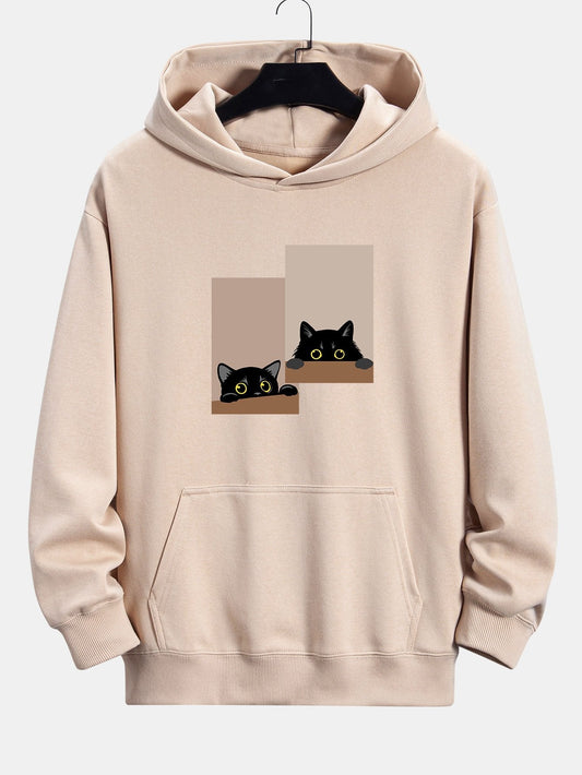 VARENO Kapuzenpullover mit schwarzem Katzen-Starren