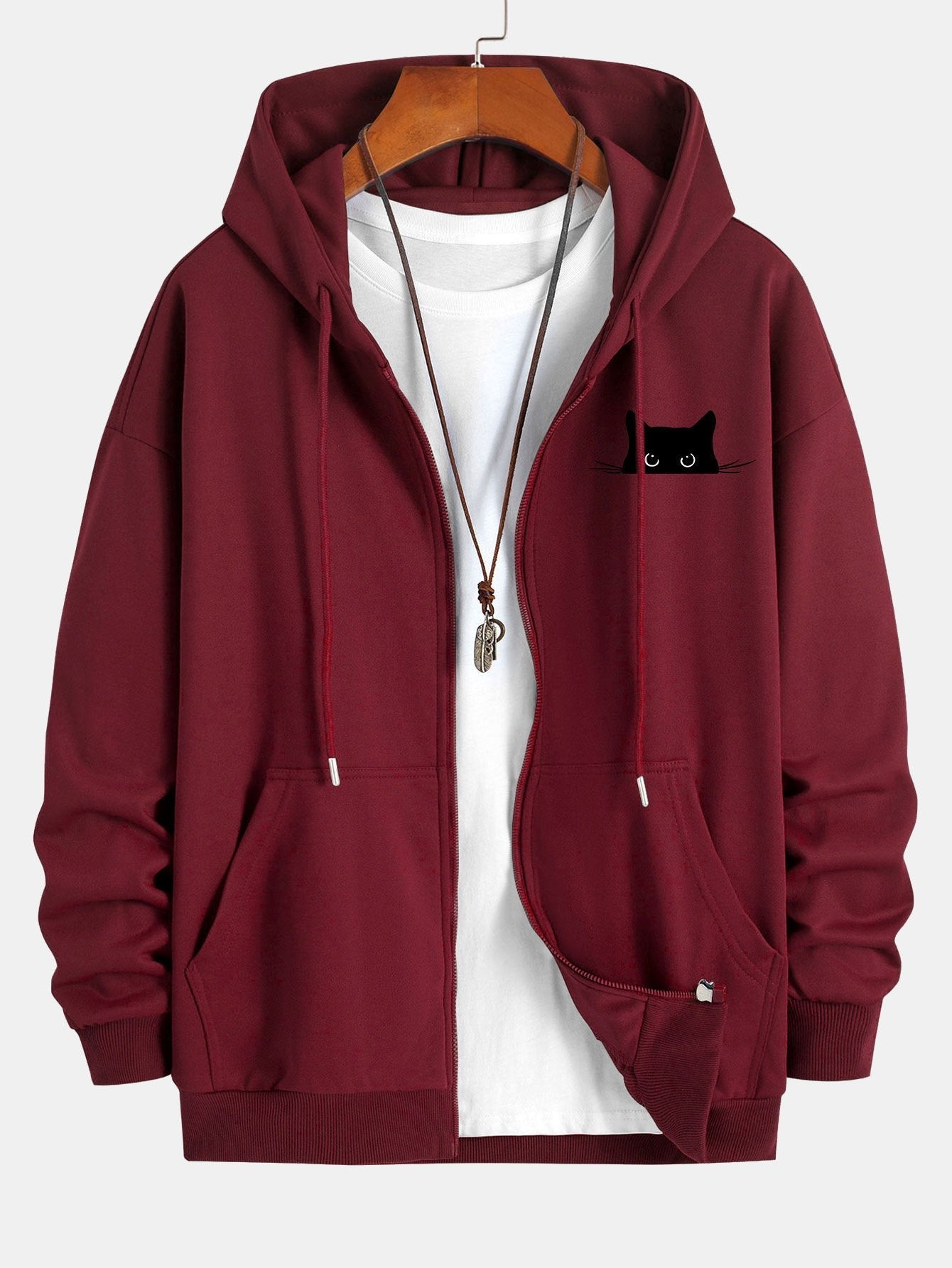 VARENO Kapuzenpullover mit schwarzer Katze